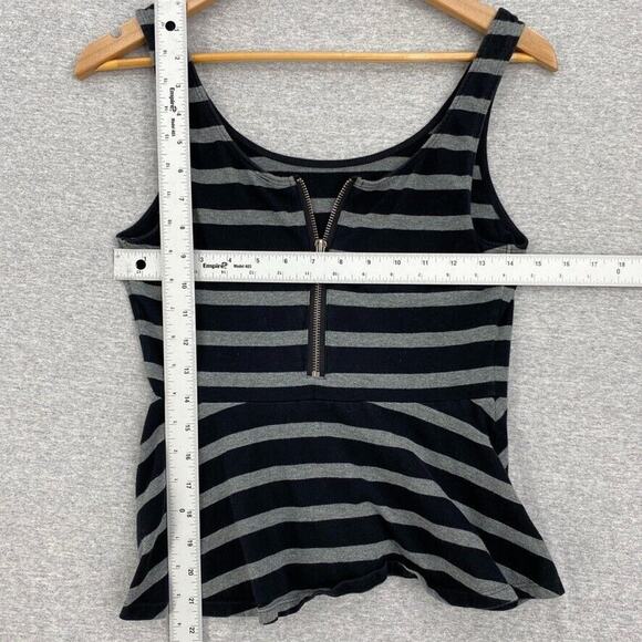 Express Tank Top Womens Small Petite Back Gray Striped 1/2 Zip Front Swing Skirt - Picture 8 of 12